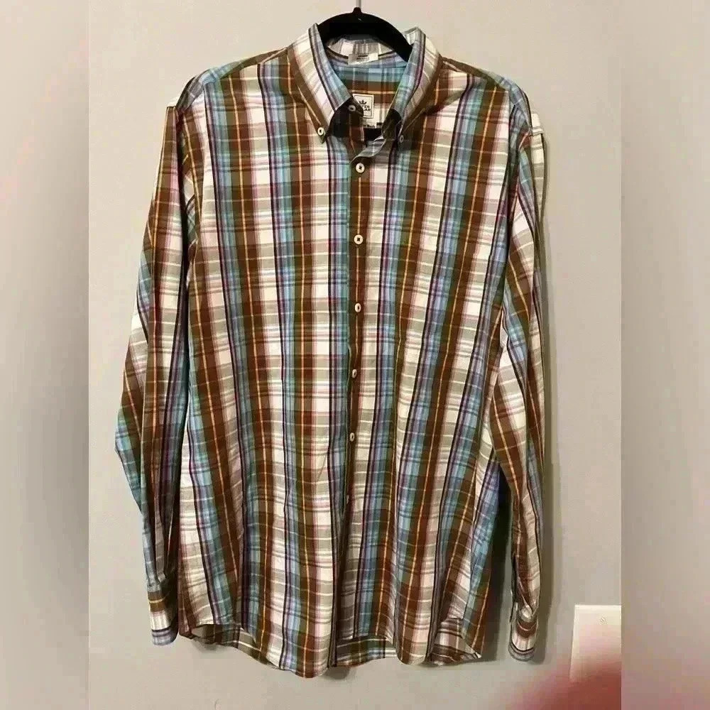 Peter Millar Striped 100% Cotton Button Down/ Button Up Dress Shirt Size Medium